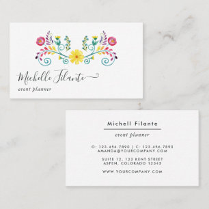 Carte De Visite Fête florale aquarelle colorée