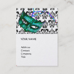 Carte De Visite FÊTE MASQUÉE damas noir et blanc or
