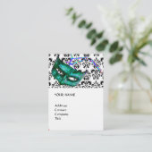 Carte De Visite FÊTE MASQUERADE lin damassé noir et blanc (Debout devant)