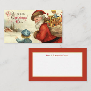 Carte De Visite fête vintage Noël Père Noël ajouter l'informat
