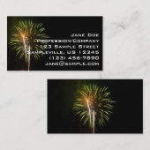 Carte De Visite Feu d'artifice vert et or Fête de vacances (Devant / Derrière)