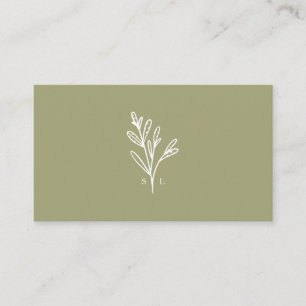 Carte De Visite Feuillage botanique moderne Monogramme Olive