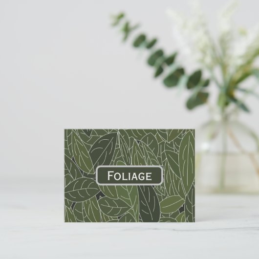 Carte De Visite Feuillage Feuille vert (Debout devant)