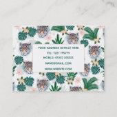 Carte De Visite Feuillage floral tropical blanc et visages léopard (Dos)