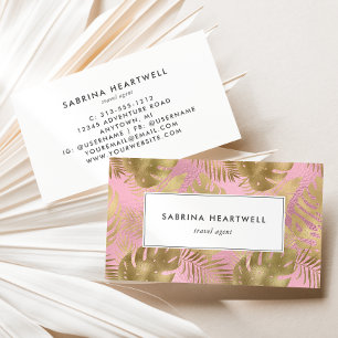 Carte De Visite Feuillage Tropical Glamour Rose Or