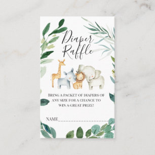 Carte De Visite Feuillage vert Safari Animaux Repas de couches Ins