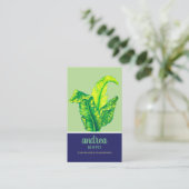 Carte De Visite Feuillage vert tropical et bleu (Debout devant)