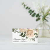Carte de visite Feuille à fleurs blanches (Debout devant)