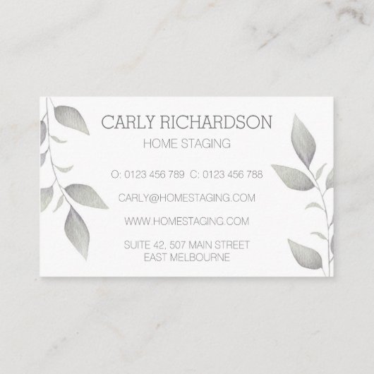 Carte De Visite Feuille aquarelle (Dos)