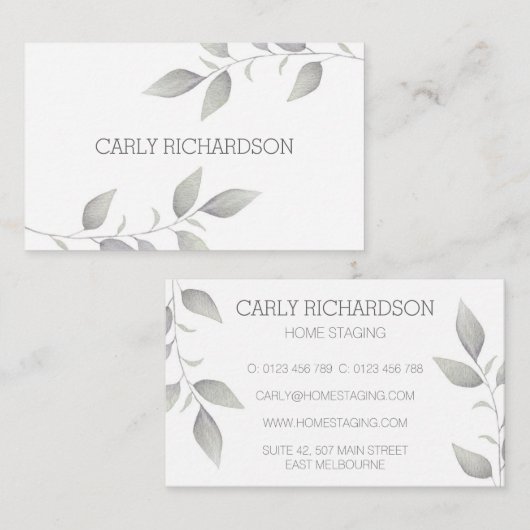 Carte De Visite Feuille aquarelle (Devant / Derrière)