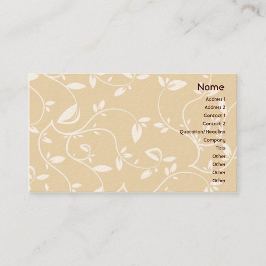 Carte De Visite Feuille beige - affaires (Devant)