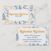 Carte De Visite Feuille bleu et jaune (Devant / Derrière)