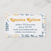 Carte De Visite Feuille bleu et jaune (Dos)