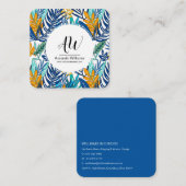 Carte de visite Feuille bleu et vert Tropical (Devant / Derrière)