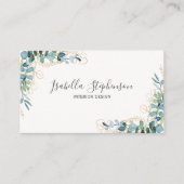 Carte De Visite Feuille Botanique Or Vert Élégant (Devant)