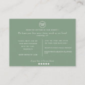 Carte De Visite Feuille botanique vert classique merci (Dos)