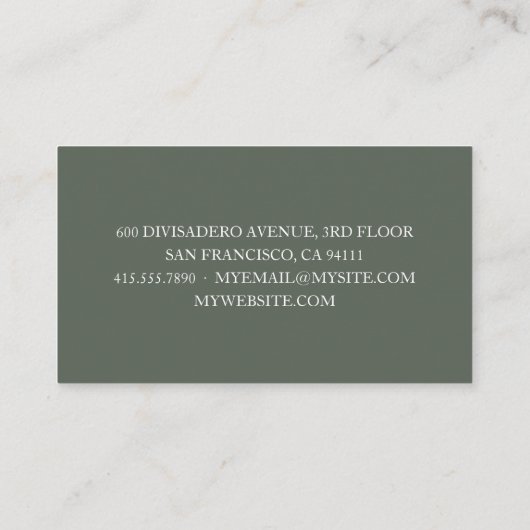 Carte De Visite Feuille d'aquarelle verte douce | Cadre Or (Dos)