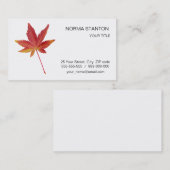 Carte De Visite Feuille d'automne simple rouge (Devant / Derrière)