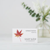Carte De Visite Feuille d'automne simple rouge (Debout devant)