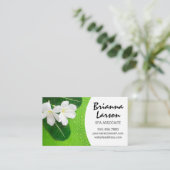 Carte De Visite Feuille de banane et fleurs blanches (Debout devant)