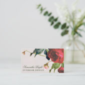 Carte de visite Feuille de la fleur rouge (Debout devant)