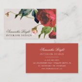 Carte de visite Feuille de la fleur rouge (Devant / Derrière)