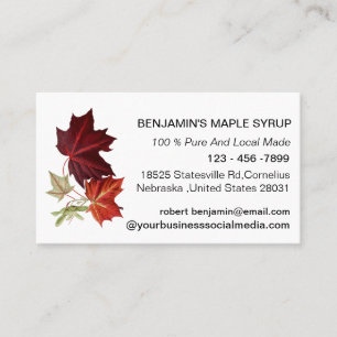 Carte De Visite Feuille de Maple Marron