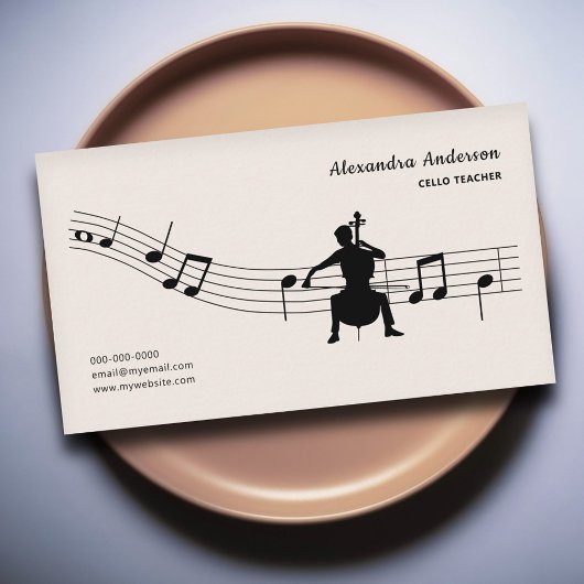 Carte De Visite Feuille de musique - Professeur de violoncelle
