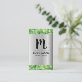 Carte De Visite Feuille de palme Argent Métallurgique Grain Trier (Debout devant)