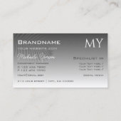 Carte De Visite Feuille de palme gris argenté avec Monogramme (Dos)