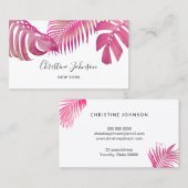 Carte De Visite feuille de palme rose (Devant / Derrière)