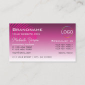 Carte De Visite Feuille de palme rose violet avec logo élégant (Dos)