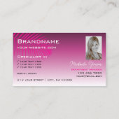 Carte De Visite Feuille de palme rose violet avec logo et photo (Dos)