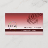 Carte De Visite Feuille de palme rouge vif avec logo professionnel (Devant)