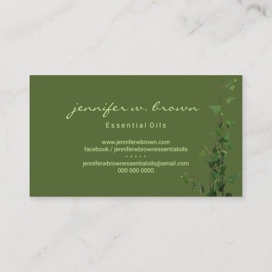 Carte De Visite Feuille de Plante de lierre vert herbe (Dos)