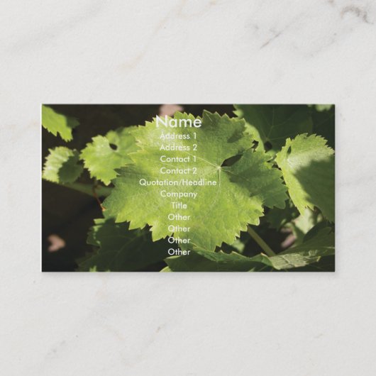 Carte de visite Feuille de raisins (Devant)