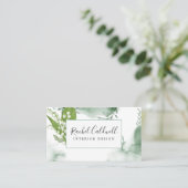 Carte De Visite Feuille de verdure aérée_Fleur blanche (Debout devant)