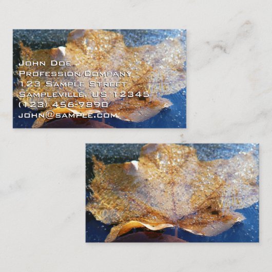 Carte De Visite Feuille d'érable jaune congelée Automne Nature (Devant / Derrière)