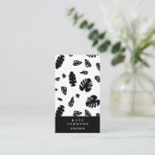 Carte De Visite Feuille d'été noir et blanc Tropical Motif (Debout devant)