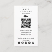 Carte De Visite Feuille d'été noir et blanc Tropical Motif (Dos)