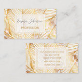 Carte De Visite Feuille d'or blanc Motif élégant (Devant / Derrière)