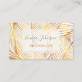 Carte De Visite Feuille d'or blanc Motif élégant (Devant)