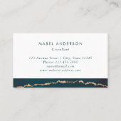 Carte De Visite Feuille d'or bleue abstraite moderne d'essence (Dos)