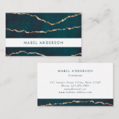 Carte De Visite Feuille d'or bleue abstraite moderne d'essence (Devant / Derrière)