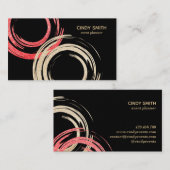 Carte De Visite Feuille d'or Cercles abstraits pinceaux rouge bril (Devant / Derrière)