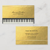 Carte De Visite Feuille d'or de musicien de clavier de piano de (Devant / Derrière)