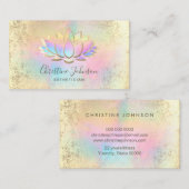 Carte De Visite feuille d'or faux lotus aux couleurs pastel (Devant / Derrière)