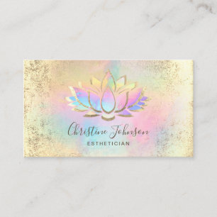 Carte De Visite feuille d'or faux lotus aux couleurs pastel