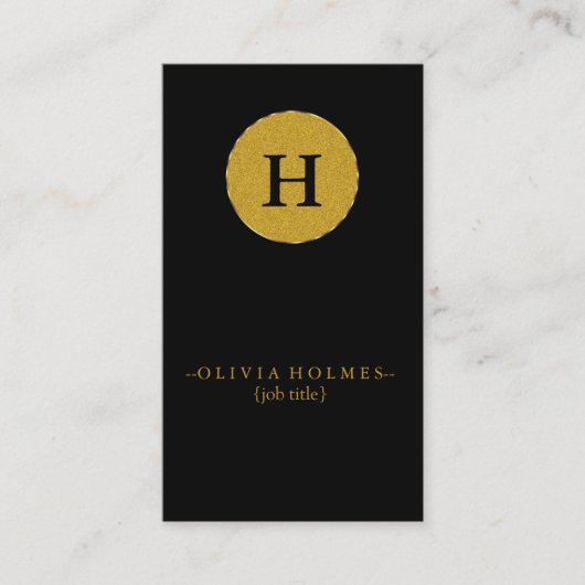 Carte De Visite Feuille d'or noire élégante moderne (Devant)