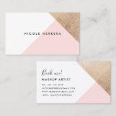Carte De Visite feuille d'or rose géométrique moderne rose pâle (Devant / Derrière)